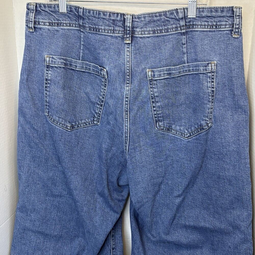 Gap High Rise Wide Leg Crop Jeans Womens 18/34R Blue Dark Wash Stretch Denim - Picture 5 of 9